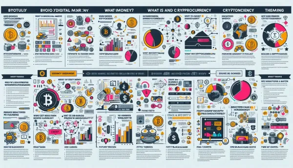 Digital money and cryptocurrency infographic